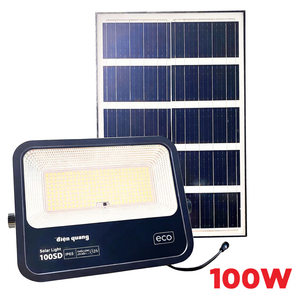 Đèn Chiếu Pha Ánh Sáng Trắng Năng Lượng Mặt Trời Điện Quang solar SL03 100W (V03)