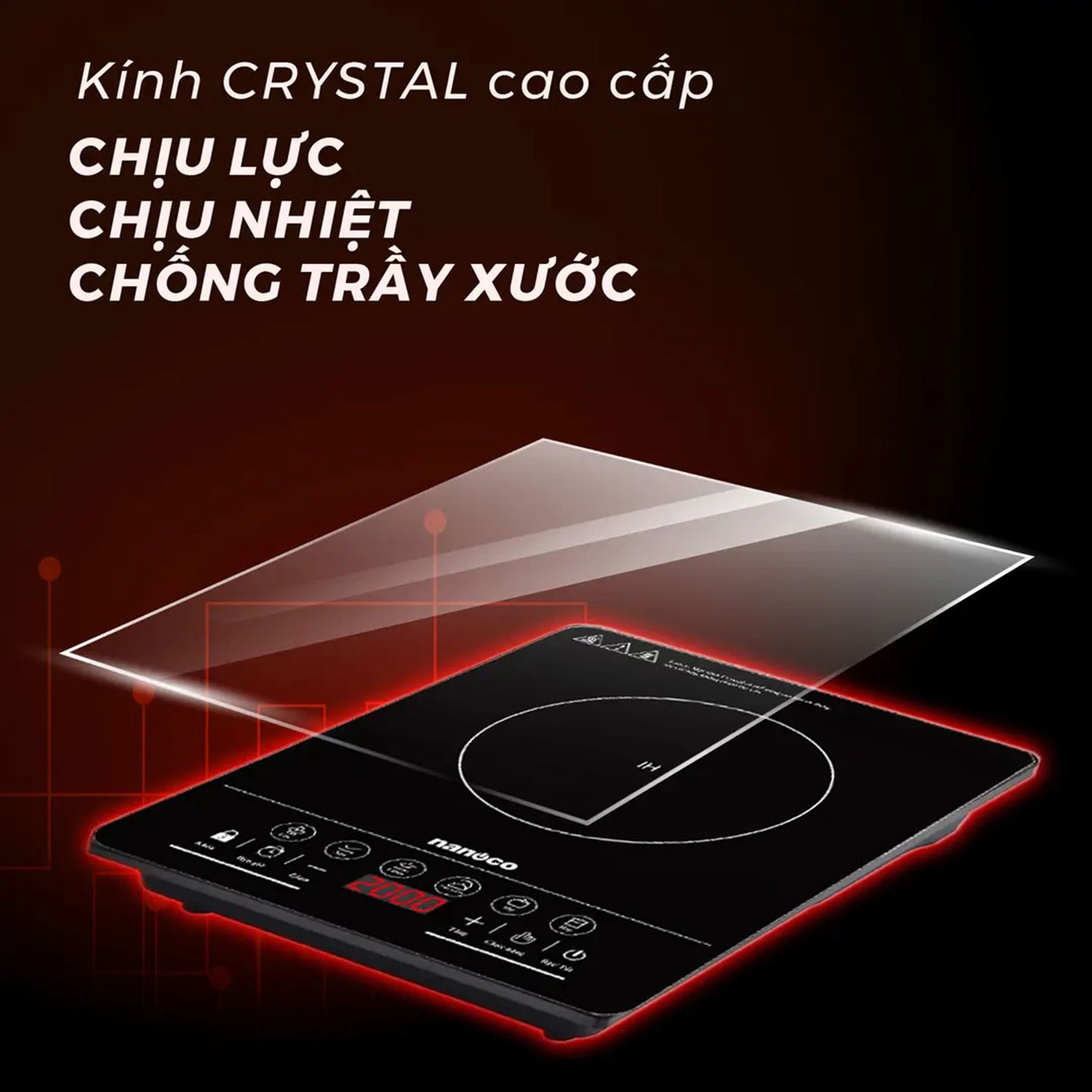 Bếp điện từ đơn Nanoco Model NICY660 (cảm ứng, công suất 1800-2000W)