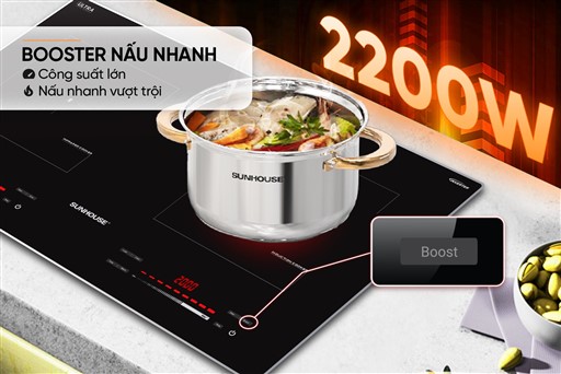 Bếp đôi điện từ hồng ngoại Sunhouse SHB82311