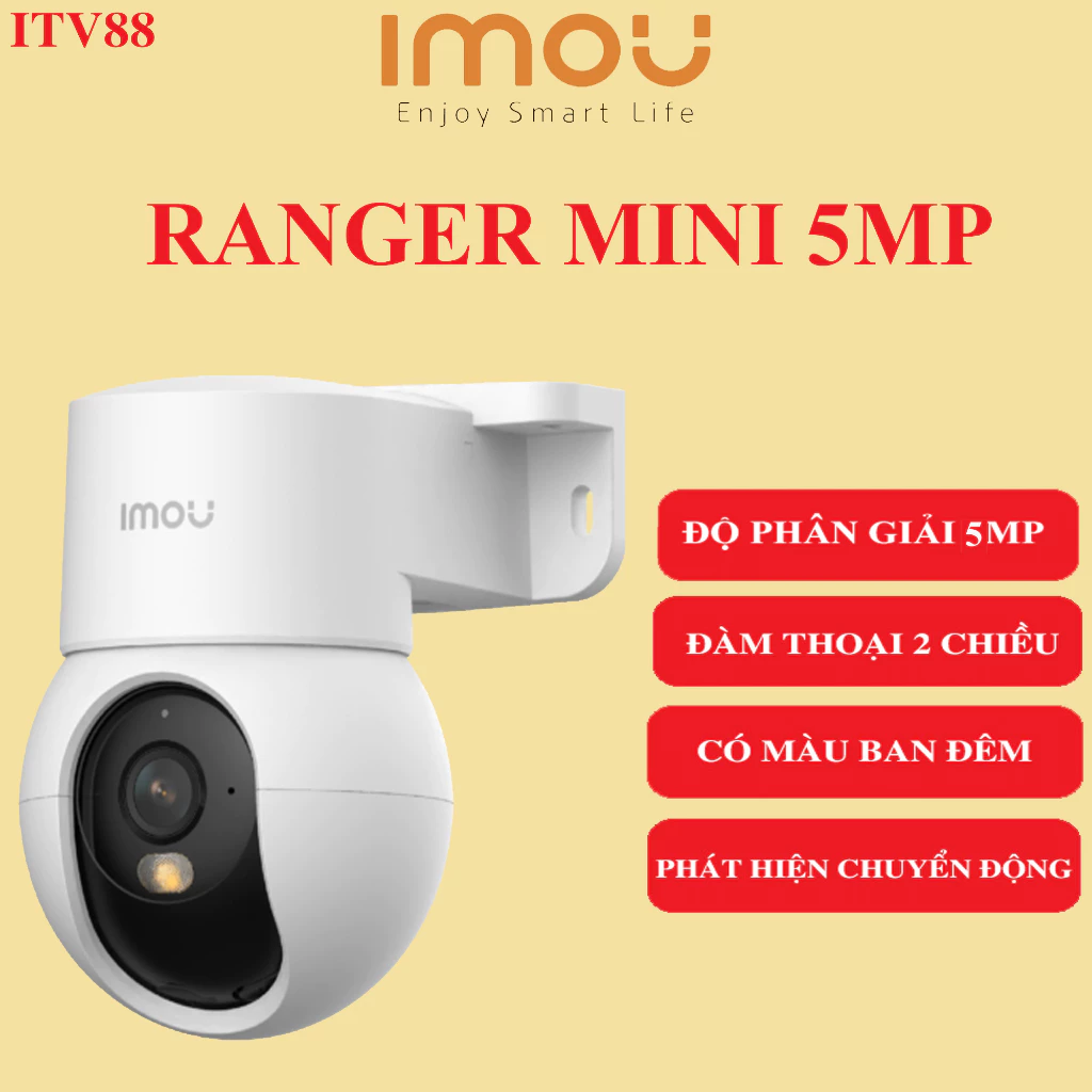 Camera IMOU Trong Nhà Ranger Mini 5MP - K2MP-5H1WE I có màu ban đêm