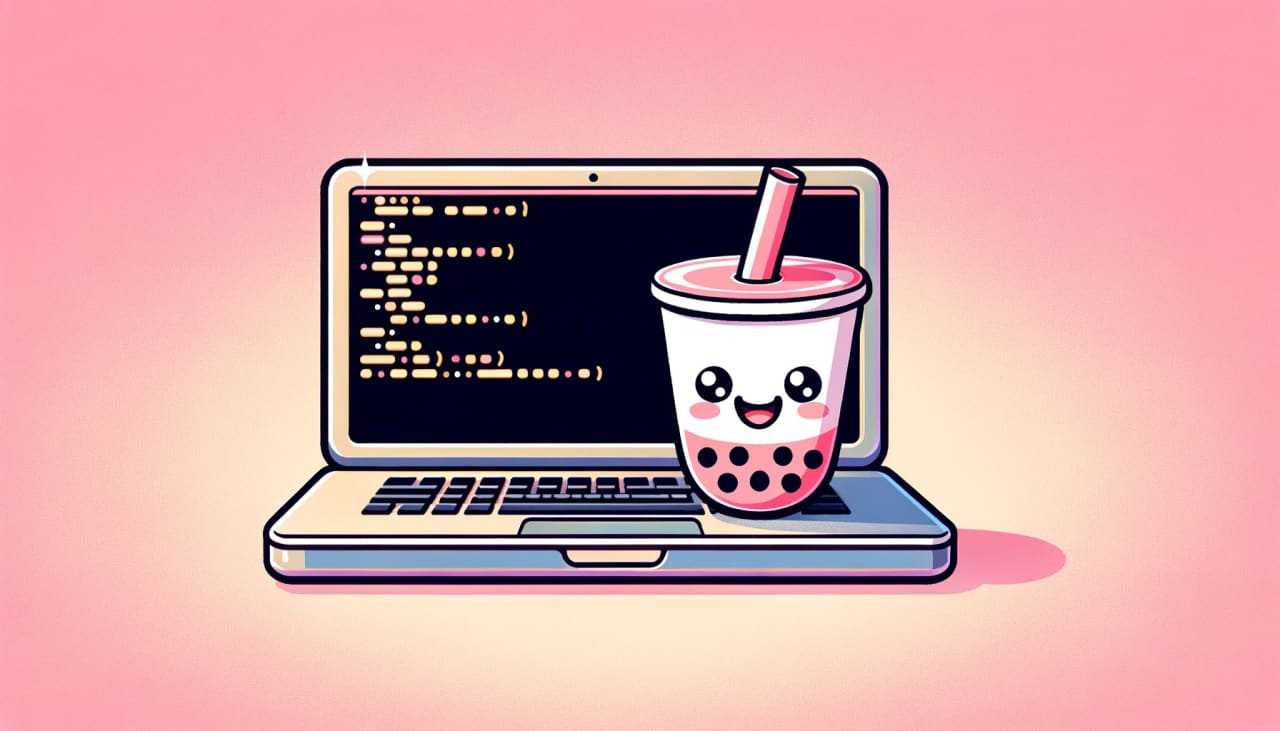 A bubbletea sitting on top of a laptop