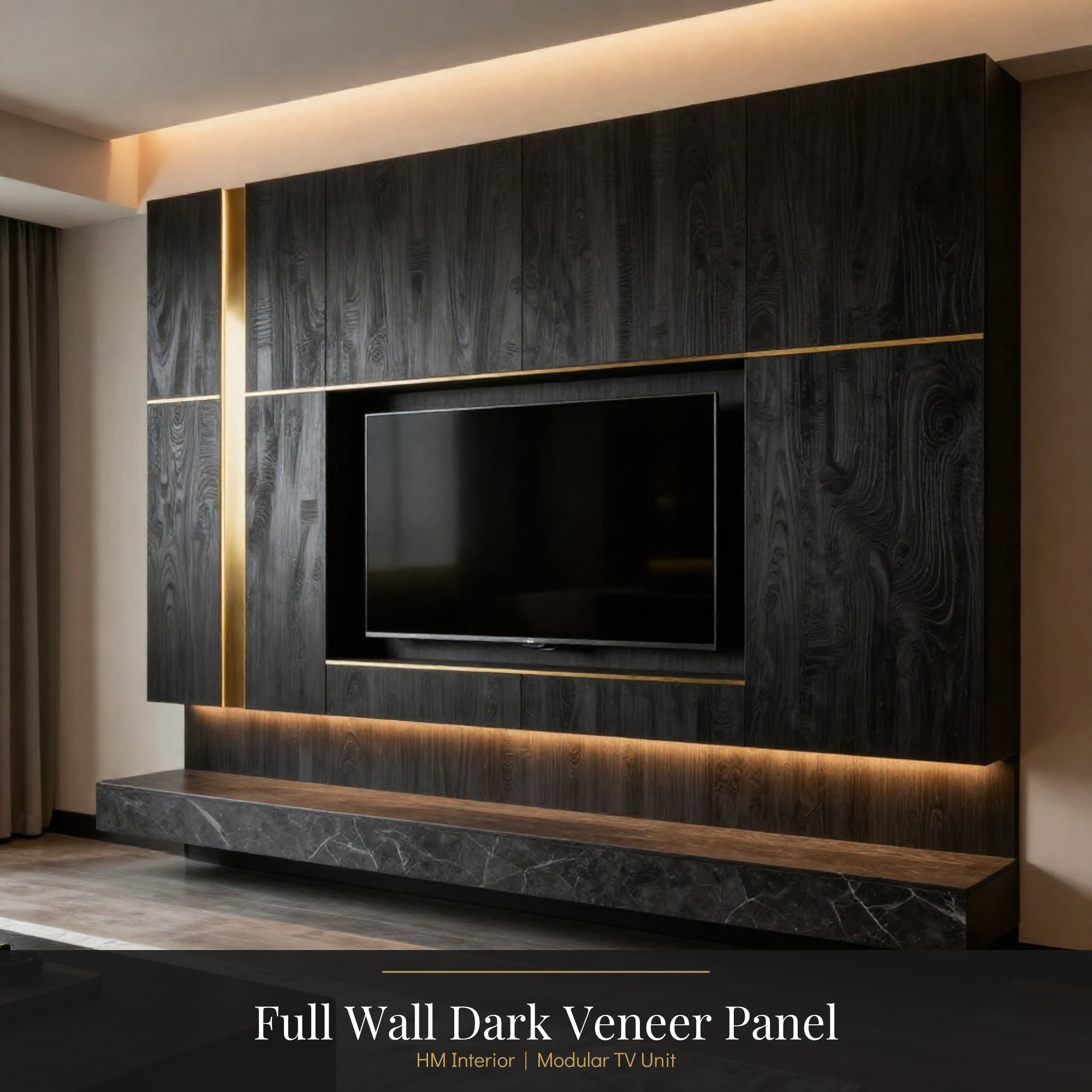 Full Wall Dark Veneer Panel