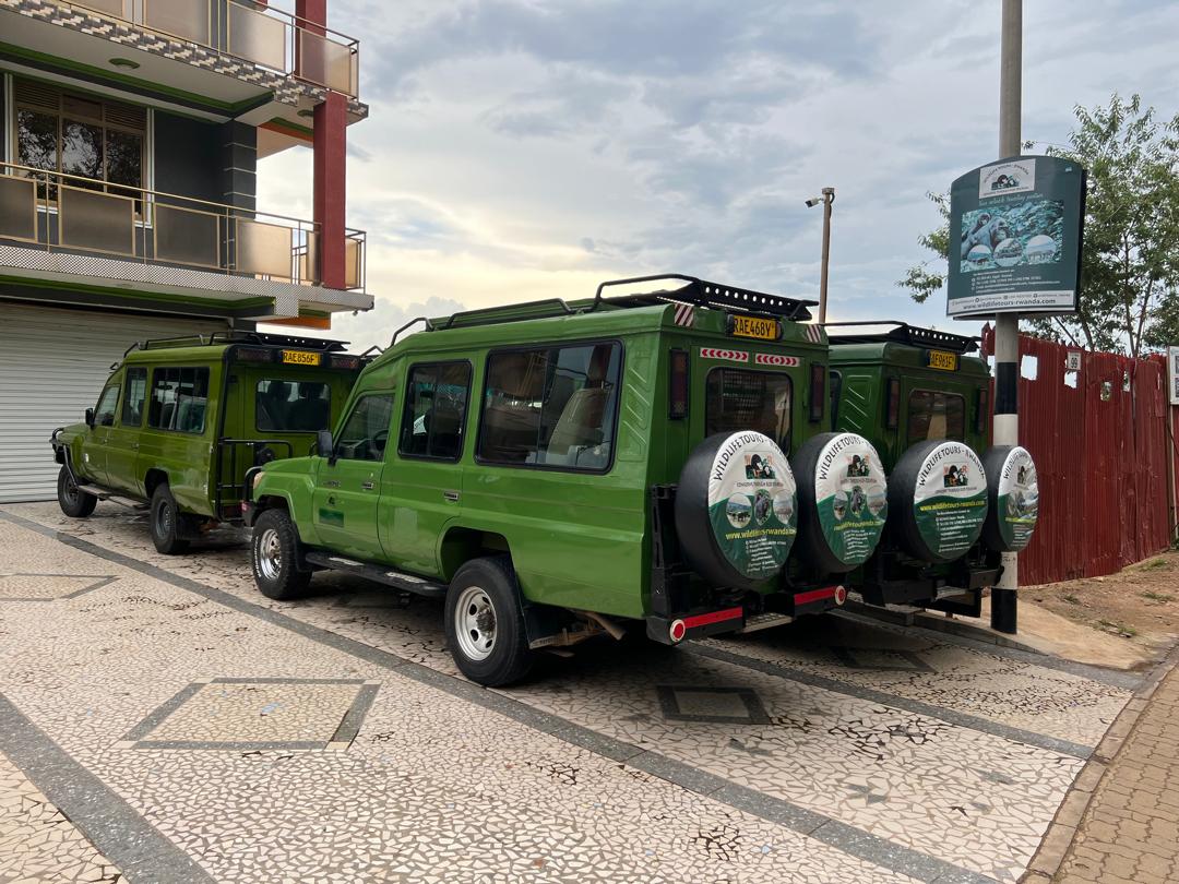 Wildlife Tours Rwanda safari fleet at headquarters