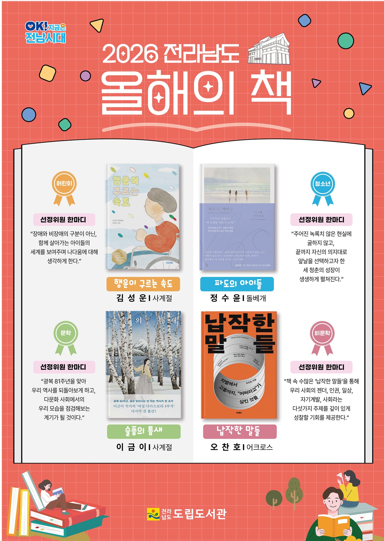 전남도립도서관 '2026 전라남도 올해의 책' 4권 선정