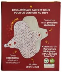 Vue 4 de Serviette Hygienique Lavable Noire