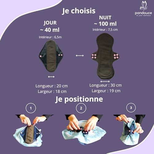 Vue 4 de Serviettes Hygieniques Lavables Protegeslips