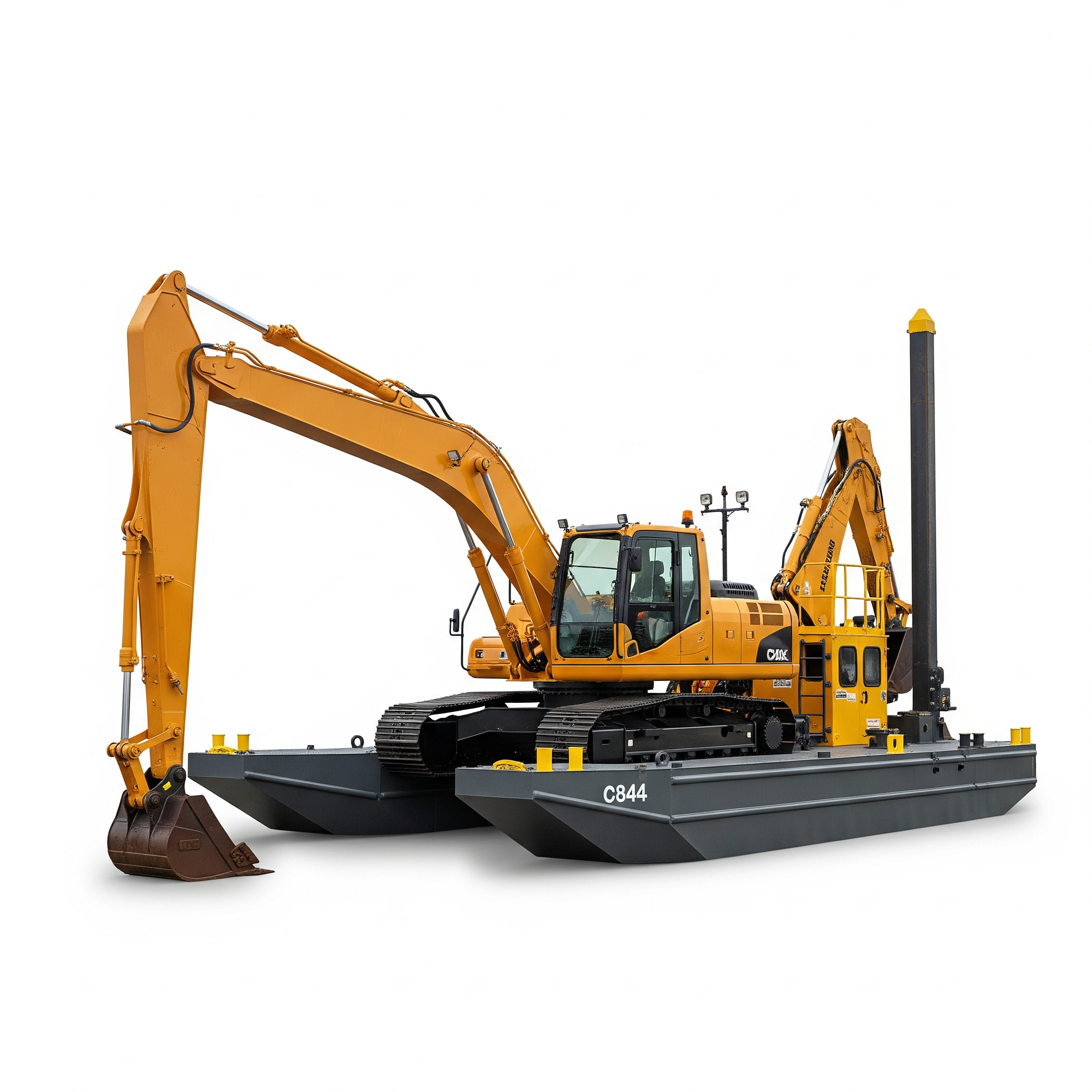 Pontoon-mounted backhoe dredger Pontoon-mounted backhoe dredger Poster