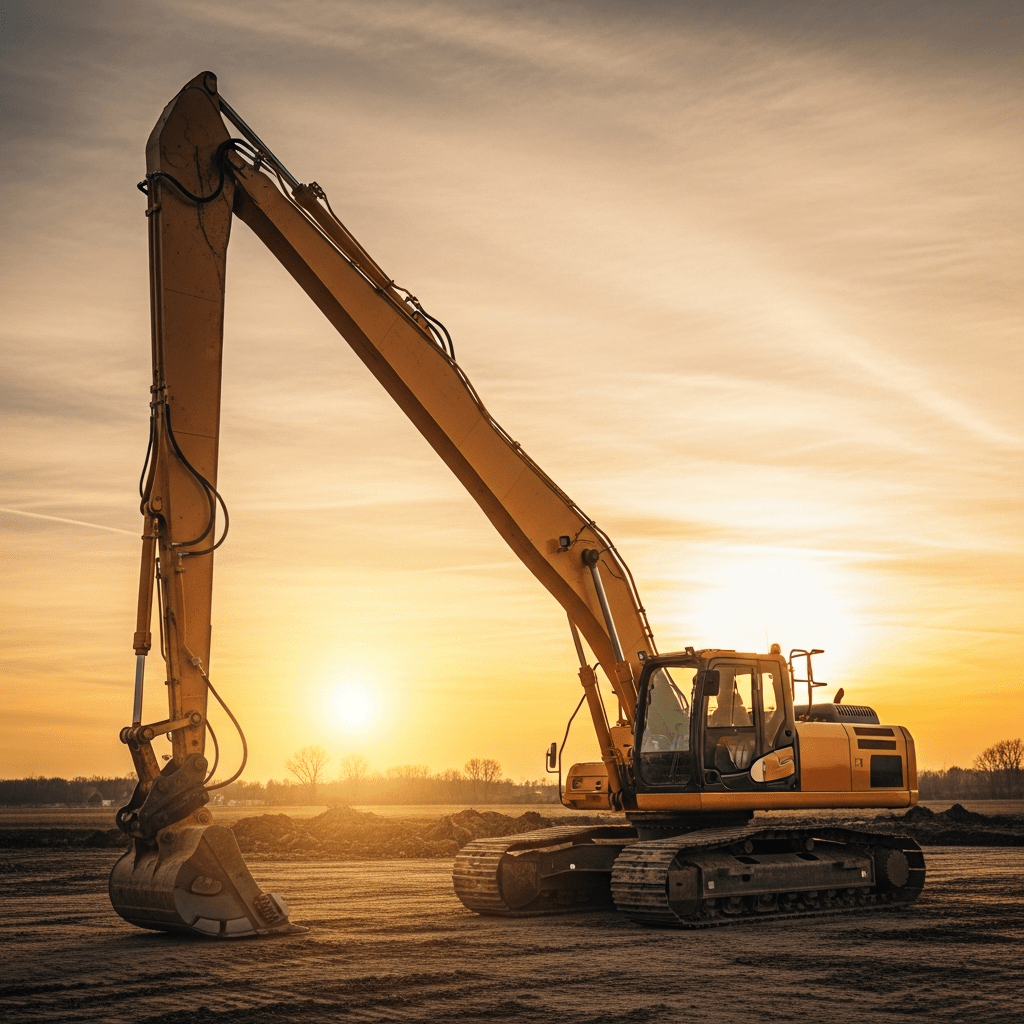 Long-reach hydraulic excavator