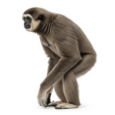 High quality studio photograph of a Abbott's gray gibbon