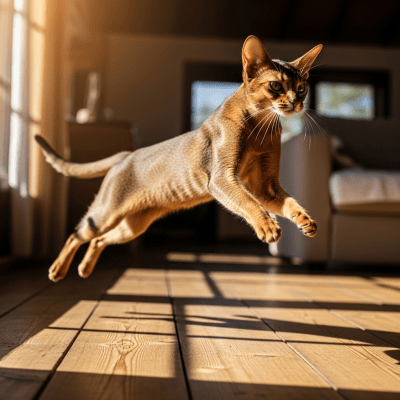 Action shot of a Abyssinian
