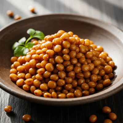 Image of cooked or prepared Acacia (legumes) as it appears in a traditional dish or common culinary usage, presented on a clean plate with minimal garnish