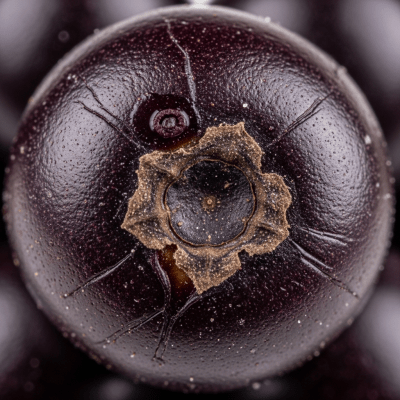 A detailed macro close-up of the surface texture of a fresh Acai Berry