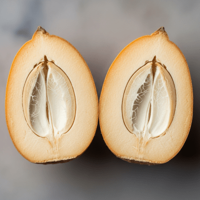 Macro close-up image showing the interior cross-section of a Acorn (nuts)