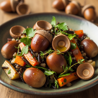 Photograph of a Acorn (nuts) as used in cuisine, such as in a dish or as an ingredient