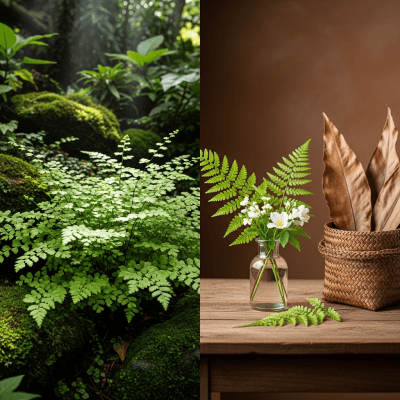 Image depicting a Adiantum raddianum as traditionally used by humans, such as in ornamental garden settings, floral arrangements, or as part of indigenous cultural practices