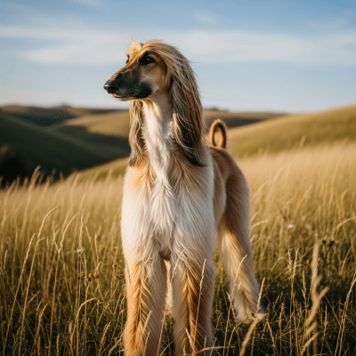 Naturalistic outdoor image of a Afghan Hound