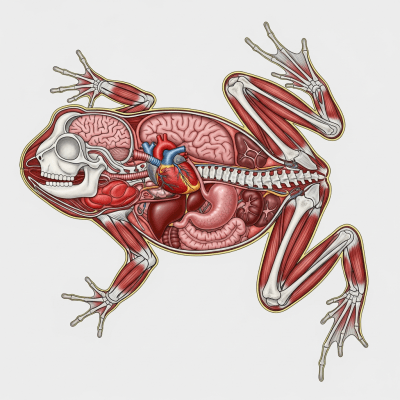 An anatomical cross-sectional illustration of a African Clawed Frog