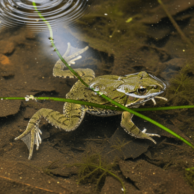 A detailed image of a African Clawed Frog (amphibians) in its natural habitat