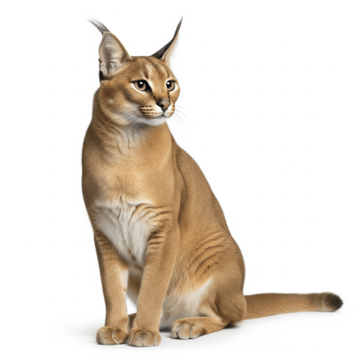 High quality studio photograph of a single African Golden Cat