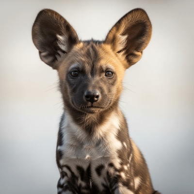 Photograph showing a juvenile (puppy) version of the African Wild Dog