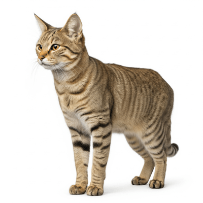 High quality studio photograph of a single African Wildcat