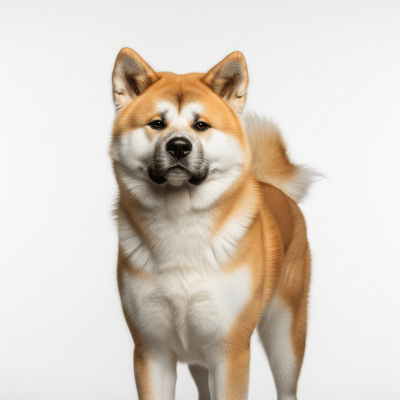 High quality studio photograph of a single Akita
