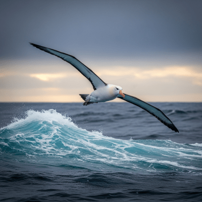 Photorealistic image of a Albatross (birds) in its typical natural environment