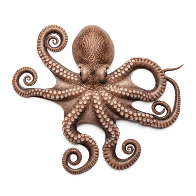 High quality studio photograph of a single Algae Octopus