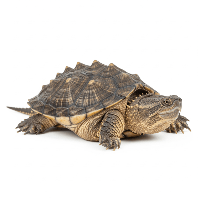 High quality studio photograph of a Alligator Snapping Turtle, belonging to the taxonomy reptiles
