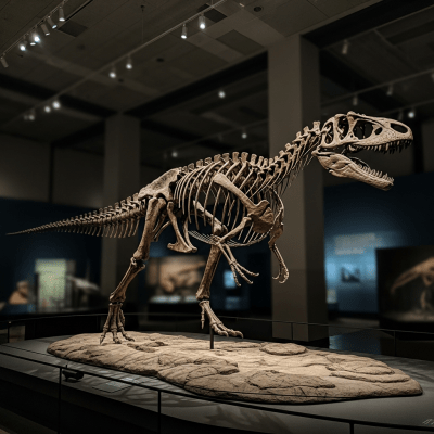 Museum exhibit style rendering of a single Allosaurus