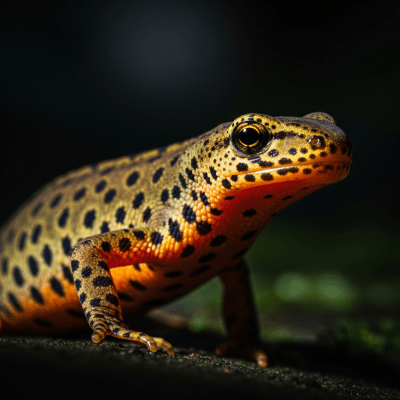 A striking, editorial-style portrait of a single Alpine Newt, part of the taxonomy amphibians.