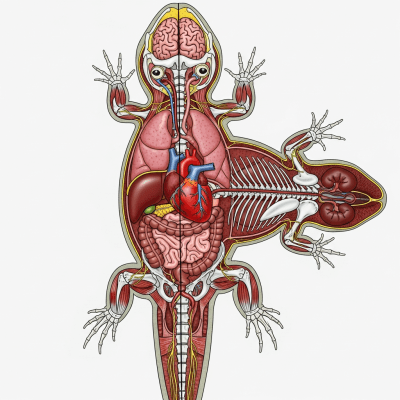 An anatomical cross-sectional illustration of a Alpine Newt