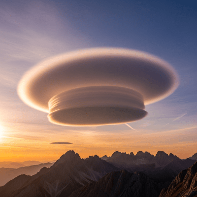 Realistic outdoor scene featuring a Altocumulus lenticularis