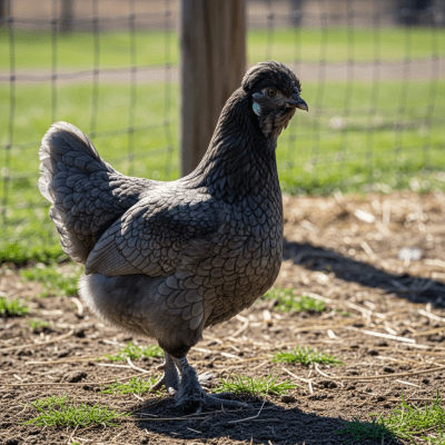 Naturalistic image of a Ameraucana belonging to the chicken taxonomy in its typical outdoor environment