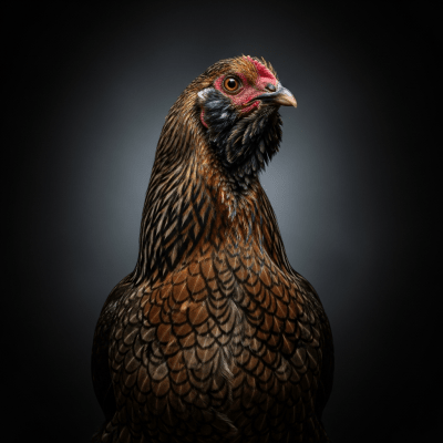 Editorial-style portrait of a Ameraucana from the chicken taxonomy.
