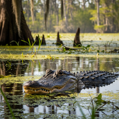 A detailed image of a American Alligator (reptiles) in its typical natural habitat