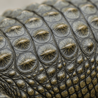 A close-up macro photograph of the skin or scales of a American Alligator