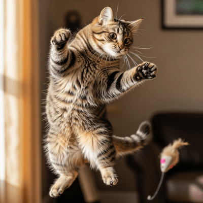 Action shot of a American Bobtail