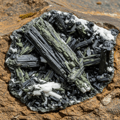 Naturalistic scene featuring Amphibole in its typical geological environment, as categorized by minerals