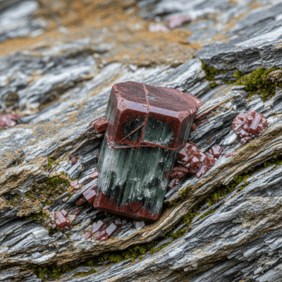 Naturalistic scene featuring Andalusite in its typical geological environment, as categorized by minerals