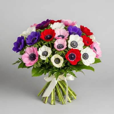 Image of a Anemone (flowers) arranged in a traditional bouquet or floral arrangement