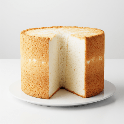 High quality studio photograph of a Angel Food Cake from the cake taxonomy