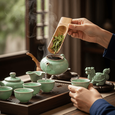 Image showing Anji Bai Cha prepared and served in its typical cultural context