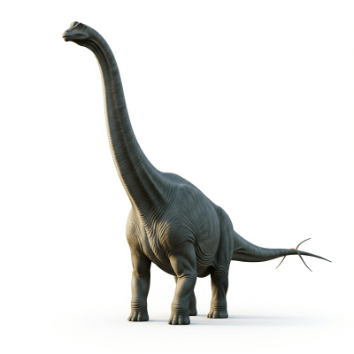 High quality studio photograph of a single Apatosaurus