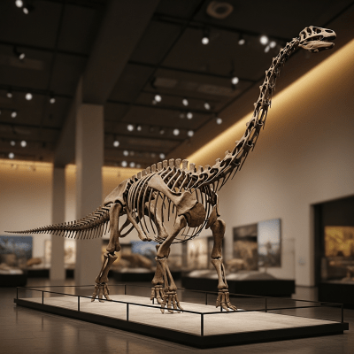 Museum exhibit style rendering of a single Apatosaurus
