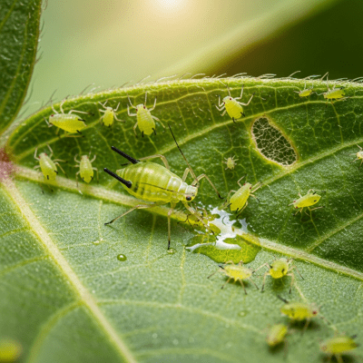 Detailed image showing a Aphid in its natural environment