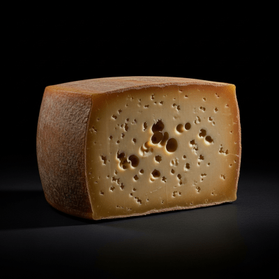 A wedge or whole Appenzeller from the taxonomy cheeses, styled in an elegant, editorial manner.