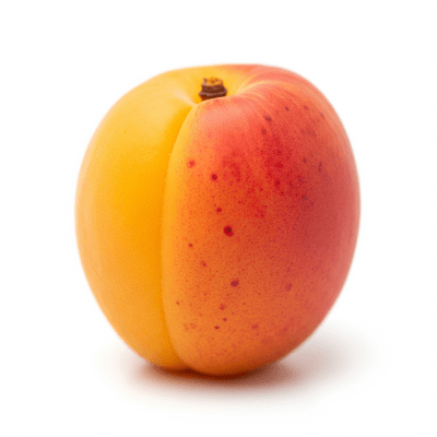 High quality studio photograph of a single Apricot from the fruits taxonomy