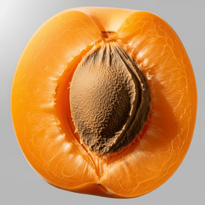 A close-up image showing a cross-section of the Apricot, belonging to the fruits taxonomy