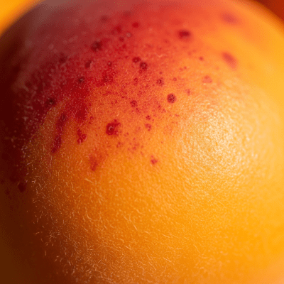 Macro shot capturing the surface texture and color details of the Apricot, within the fruits taxonomy